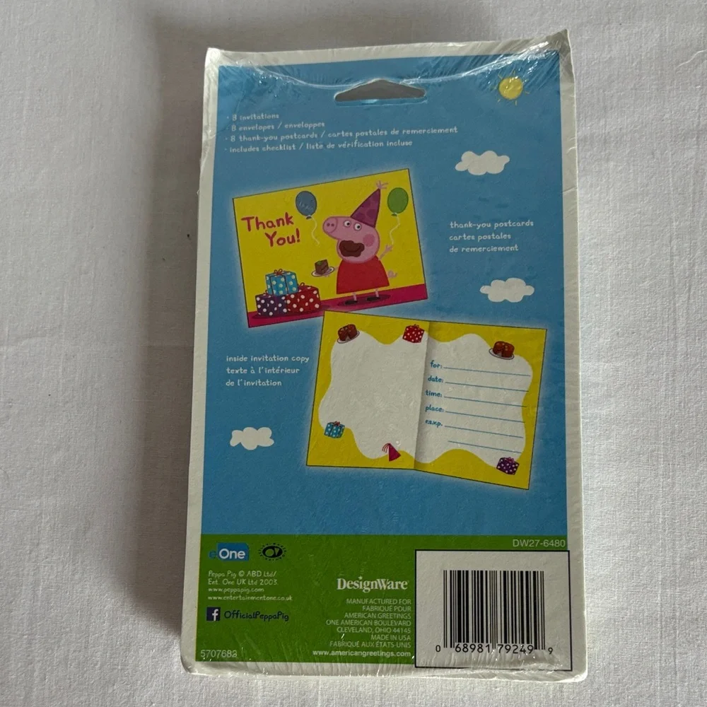 Disney Princess and Peppa Pig Invitation Cards lot of 4 - 8ct invite & thank you